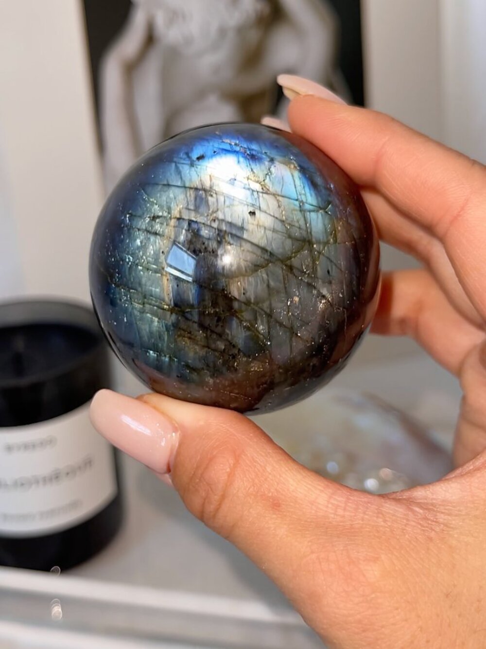Blue Labradorite Crystal Sphere | Transformation, Protection, Intuition Stone